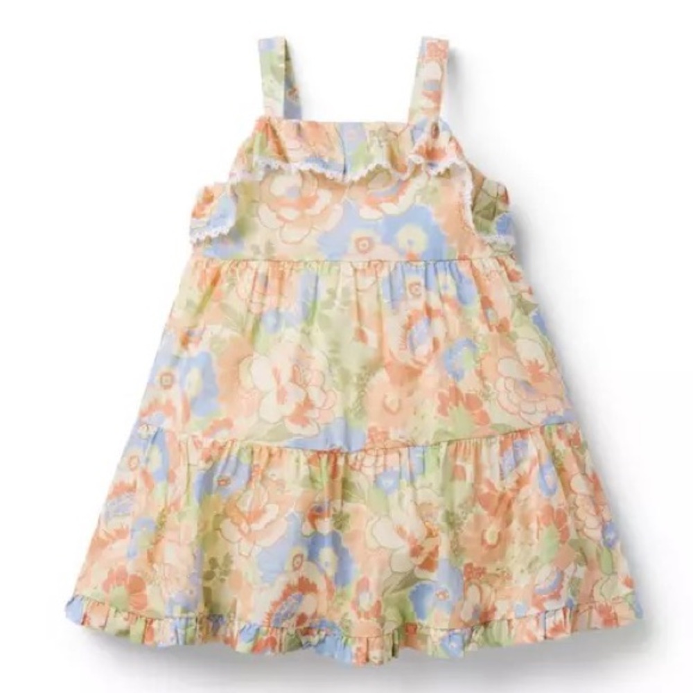 NWT Janie and Jack Floral Tiered Pastel Dress 12-18M